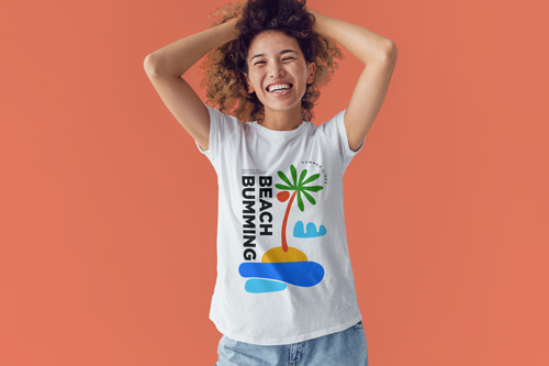 Woman in a Trendy Outfit Half View