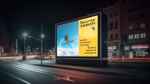 لافتة إعلانية في المدينة خلال الليل