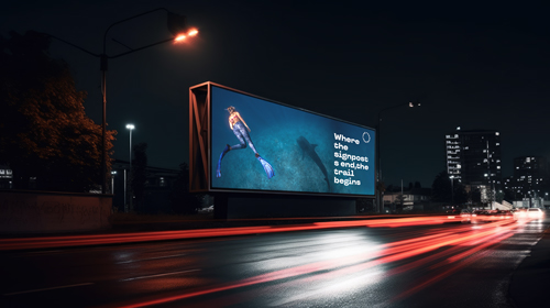 نظرة من الزاوية اليسرى على لافتة إعلانية