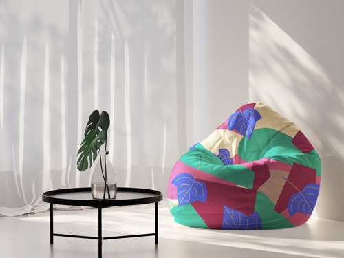 Pouf dans un coin de la pièce