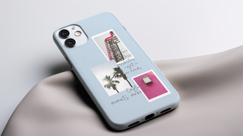 Celular em superfície bege