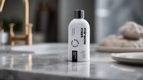 Shampooflasche in Schaumstoff eingelegt