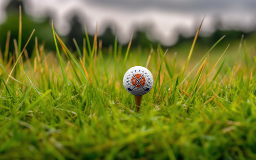 Golfball in der Mitte eines Feldes
