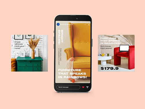 Mobile Phone Between Two Ads