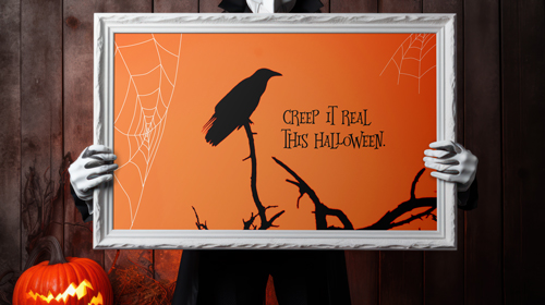 Cadre blanc dans un décor d'Halloween