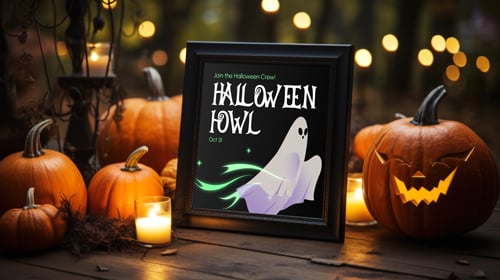 Decorações de Halloween em um Pátio