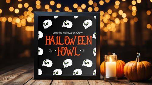 Moldura Iluminada com Velas em uma Cenografia de Halloween