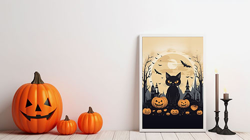 ハロウィーンの属性を持つ白いフレーム