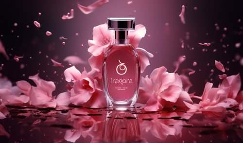 Flacon de parfum dans un environnement éthéré