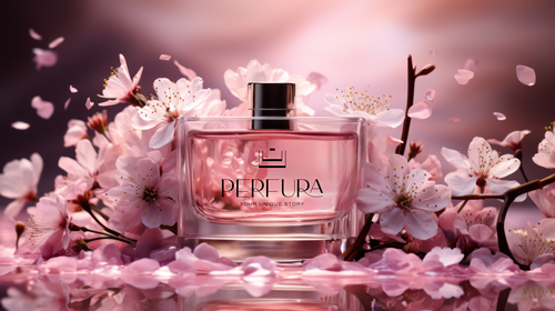 Flacon de parfum avec des fleurs en fleurs