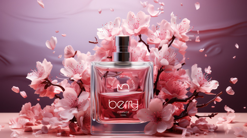 Bouteille de parfum dans un environnement fantaisiste