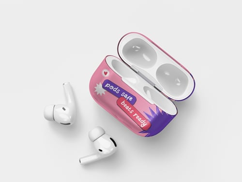 نظرة علوية على سماعات أذن بعلبتها