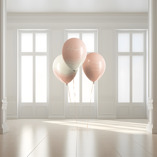 Tres globos en un interior clásico