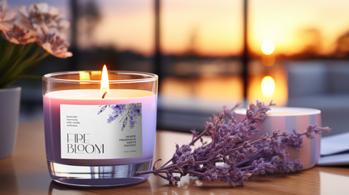 Vela Aromática com Ramos de Lavanda