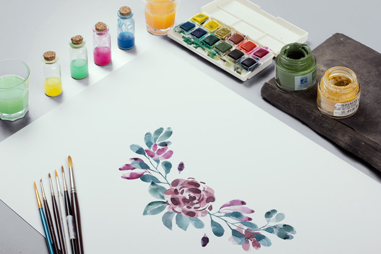 水彩アートモックアップパック Renderforest