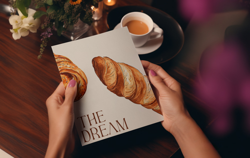 Mulher Segurando um Menu Vista Superior