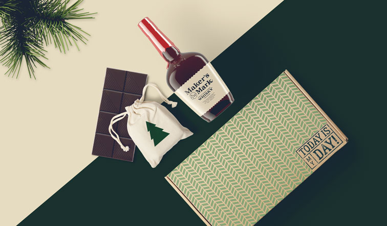 Whisky e um conjunto de presente de barra de chocolate
