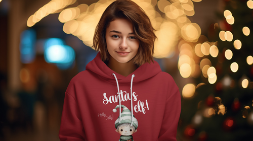 Fille portant un sweat à capuche - vue de dessus