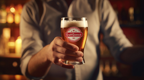 Barman tenant un verre de bière