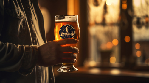 Homme tenant un verre de bière