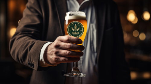 Homme en jean tenant un verre de bière