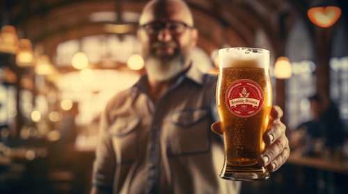 Personne trinquant avec un verre de bière