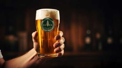 Barman tenant un verre de bière
