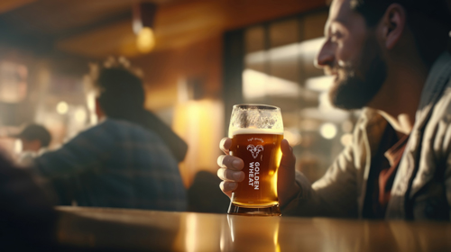 Copo de Cerveja em um Fundo Desfocado
