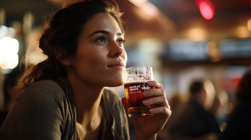 Mulher Segurando um Copo de Cerveja