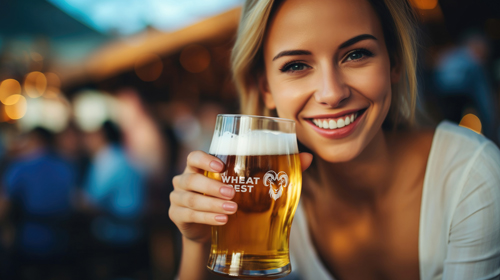 Mulher com um Copo de Cerveja em Close