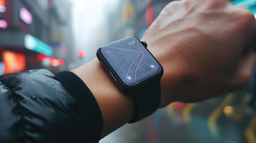 Smart Watch With a City Background