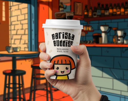 Vaso de papel con fondo animado