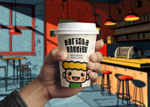 Taza de café con fondo animado