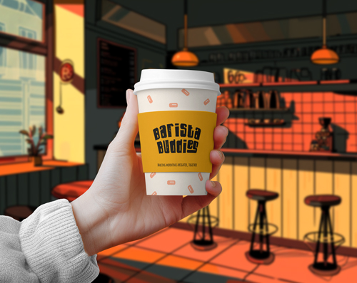 Vista frontal de la taza de café