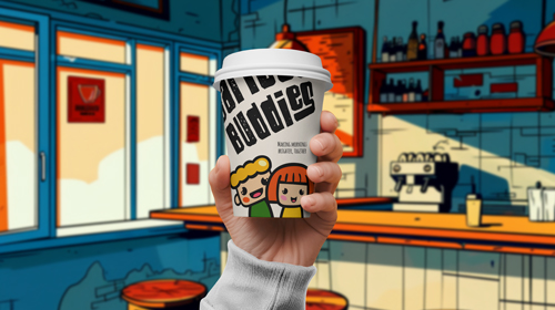 Vaso de papel en una mano humana