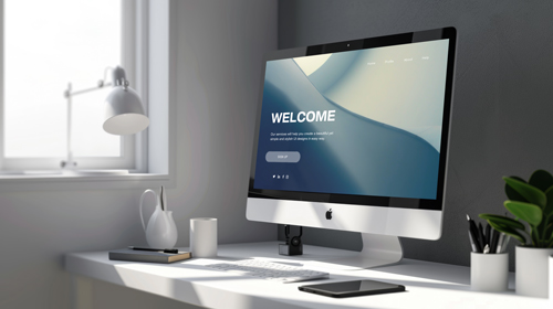 iMac и девайсы на белом столе