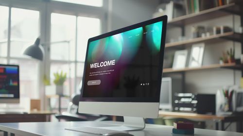 iMac на размытом фоне офиса