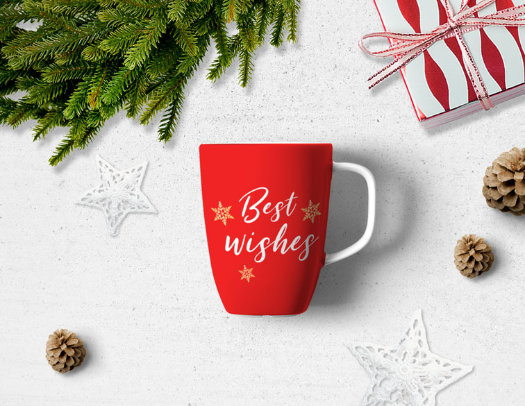 كوب الكريسماس على خلفية مزينة