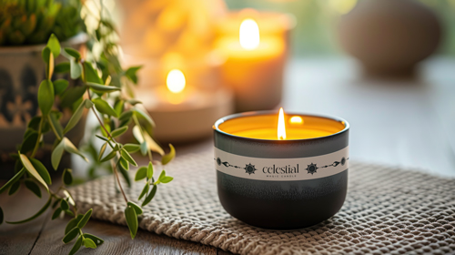 Keramikkerze mit Pflanzen Vergrößerte Ansicht