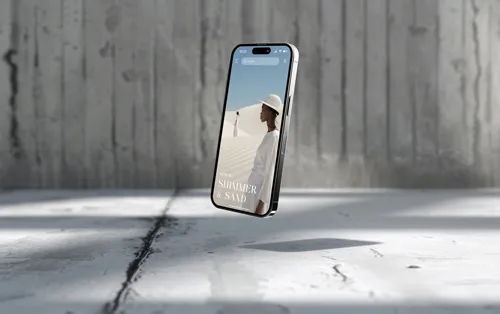 App auf iPhone 15 Pro Bildschirm Seitenansicht