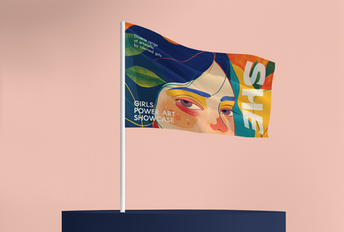 Vista frontal de una bandera