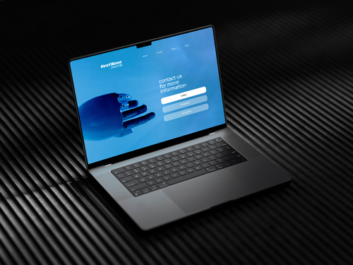 金属面に置いたMacBook、左側面図