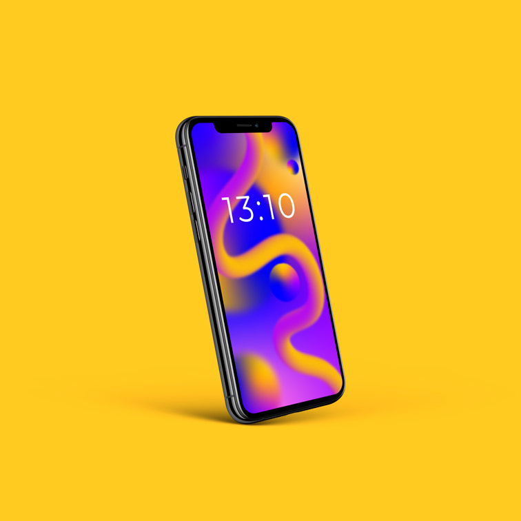 Links abgewinkeltes iPhone-Mockup