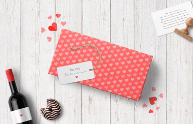 Caja de regalo con temática de San Valentín