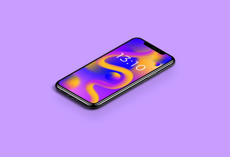 Rechtes isometrisches iPhone-Mockup