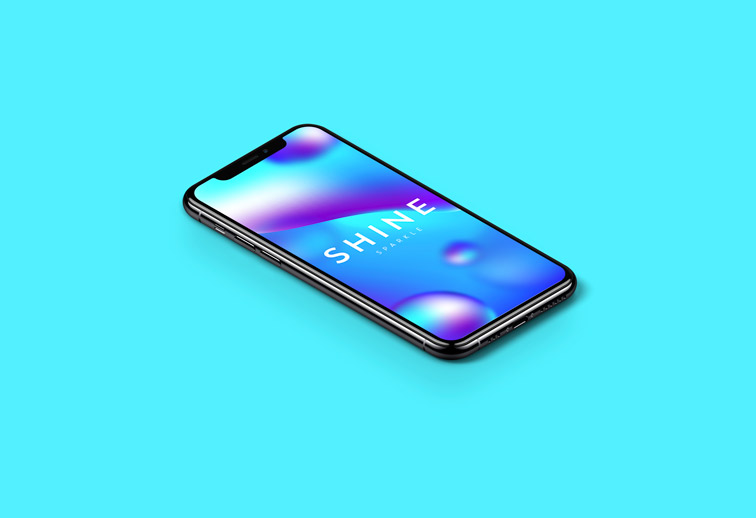 Linkes isometrische iPhone-Mockup