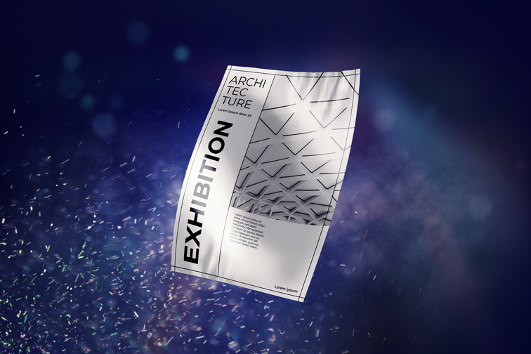 Flyer on a Blue Particle Background
