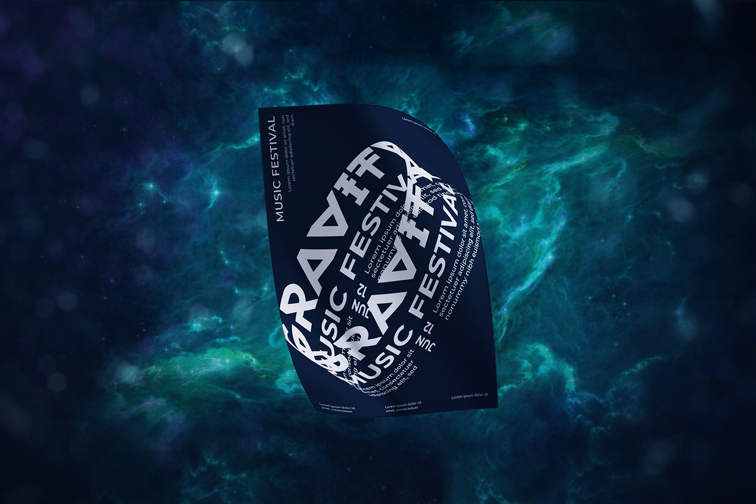 Flyer on a Deep Space Background