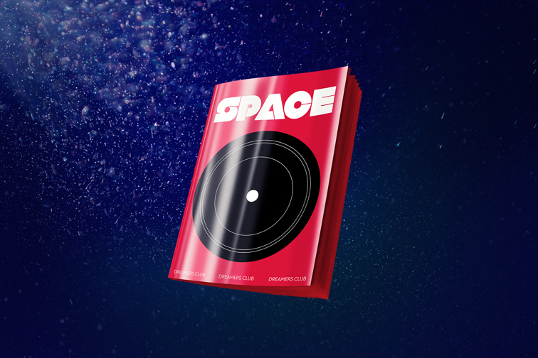 Softcover Book on a Particle Background
