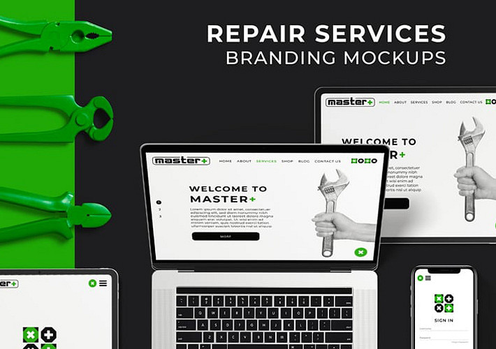 Mockups de Marca de Servicios de Reparación